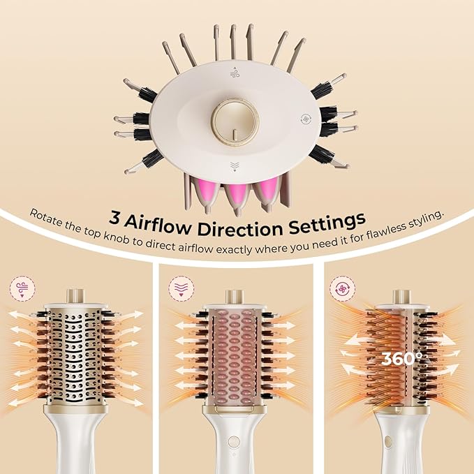 Upgraded 2-in-1 Blow Dryer Brush with Heated Comb - Volumizer Hair Dryer Brush for Hair Drying & Styling, Salon Blowouts, Frizz-Free Shiny Hair, Reduced Heat Damage, Suitable for All Hair Types
