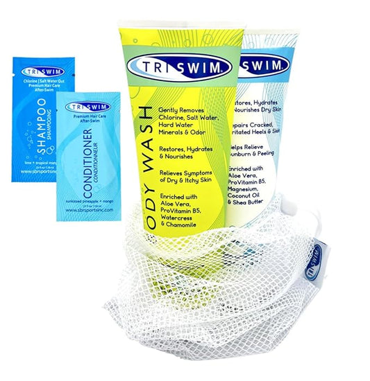 TRISWIM Body Care Gift Set | After Swim Body Wash and Lotion 8.5 fl oz Citrus-scented with Aloe Vera & Chamomile | Includes Shampoo & Conditioner Sample