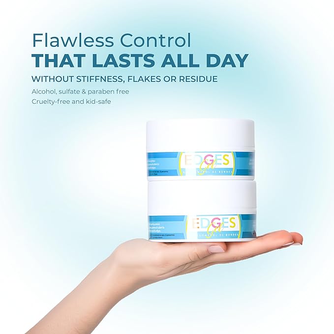 Edges Gel for 4C Hair, Strong Hold Edge Control, Non-Flaking & Long-Lasting Styling Gel for Black Women, Moisturizing Baby Hair & Braids, Alcohol-Free, Sulfate-Free, Coconut Oil & Biotin