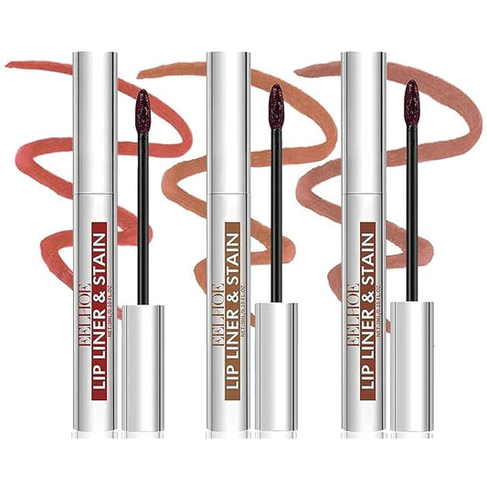 Peel Off Lip Liner Stain, 3Pcs Long Lasting Tattoo Lip Liner Stay On All Day, Waterproof Peel Off Lip Stain with Matte Finish, Natural Instant Peel Off Lip Stain Set