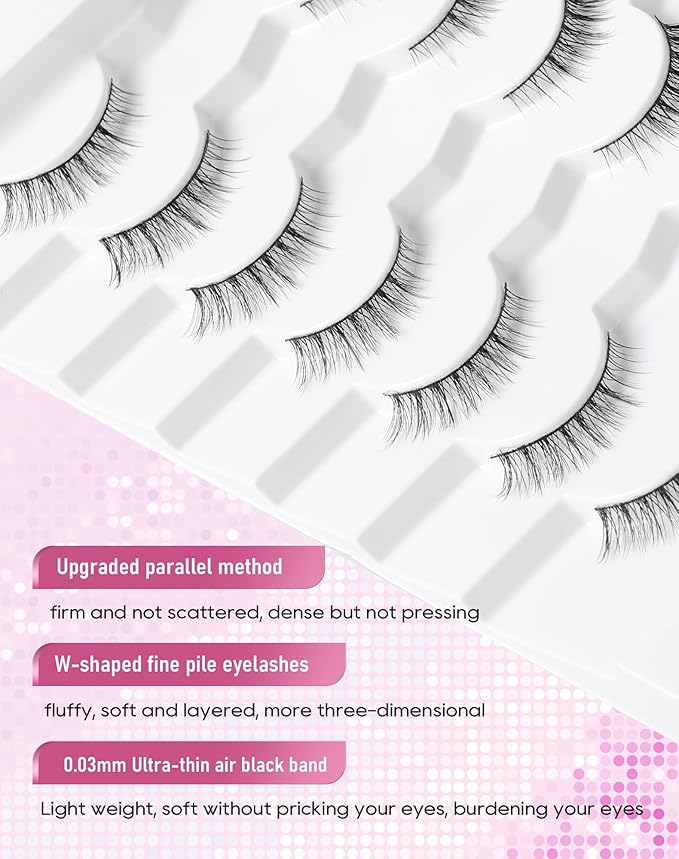 Frihappy Short Lashes Natural Eyelashes Wispy Lashes Natural Look Fake Lashes Small Lashes False Eyelashes 3/4 Lashes FRH-50