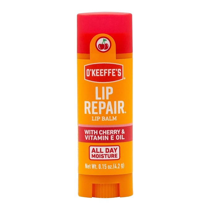 O'Keeffe's Lip Repair Lip Balm with Cherry & Vitamin E Oil - Stick (3 Pack) - Moisturizer for Extremely Cracked, Dry Lips