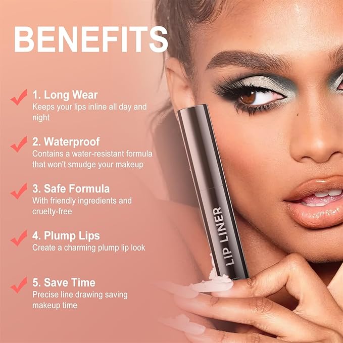 OETUIOW Lip Liner Stain, Lip Stain Moisturizing & Enhancing Complexion for All Skin Types Women, Lip Lint Waterproof & Long-Lasting (Black)