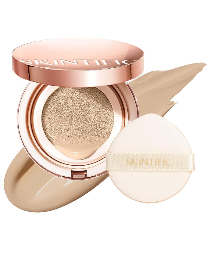 Full Coverage Cushion Foundation, Weightless, Skin Fit, Satin Glow Finish, Oil-Control Waterproof Foundation, Sweatproof Flawless BB Cream CC Korean Makeup