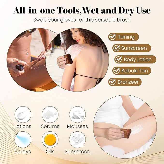 Self Tanner Brush,Large Self Tanning for Self Tan,Kabuki body brush for self tanner,Body Makeup Brush for Leg Makeup,Bronzer Shimmer Glow Blend Brush,Sunless Tanner Makeup Body Brushes (Brown)