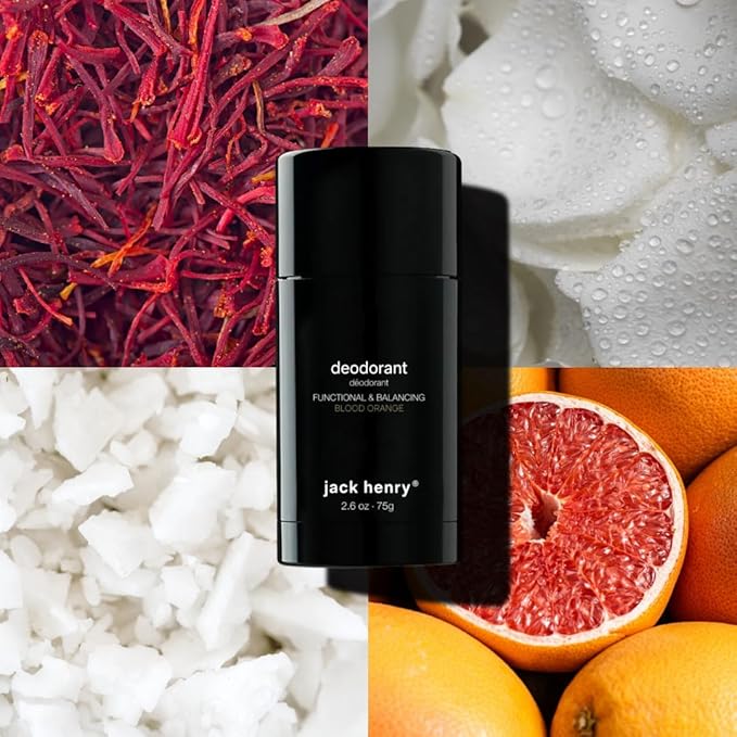 Jack Henry Natural Deodorant for Men & Women, Blood Orange Scent, Aluminum Free Deodorant with Shea Butter, Probiotics, Vegan Plant Based, Long Lasting, Baking Soda Free with Coconut MCT, 2.65 oz