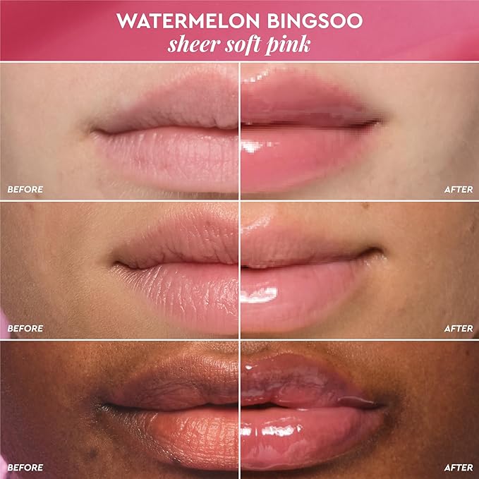 Glow Recipe Glass Balm Lip Treatment - 12Hr Hydrating Lip Balm & Moisturizer with Hyaluronic Acid to Smooth, Plump & Protect from Dryness - Sheer Soft Pink Tint, Watermelon Bingsoo (15 ml)