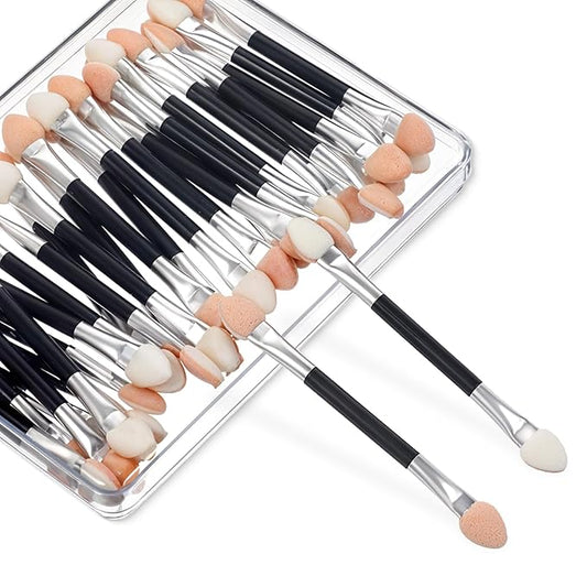 Disposable Eyeshadow Applicators, 30 PCS Dual Sides Eye Shadow Applicator Sticks Double Head Eyeshadow Applicators Eye Shadow Sponge Brushes Makeup Applicator Tool for Women Girls（Black，3.1 Inch）