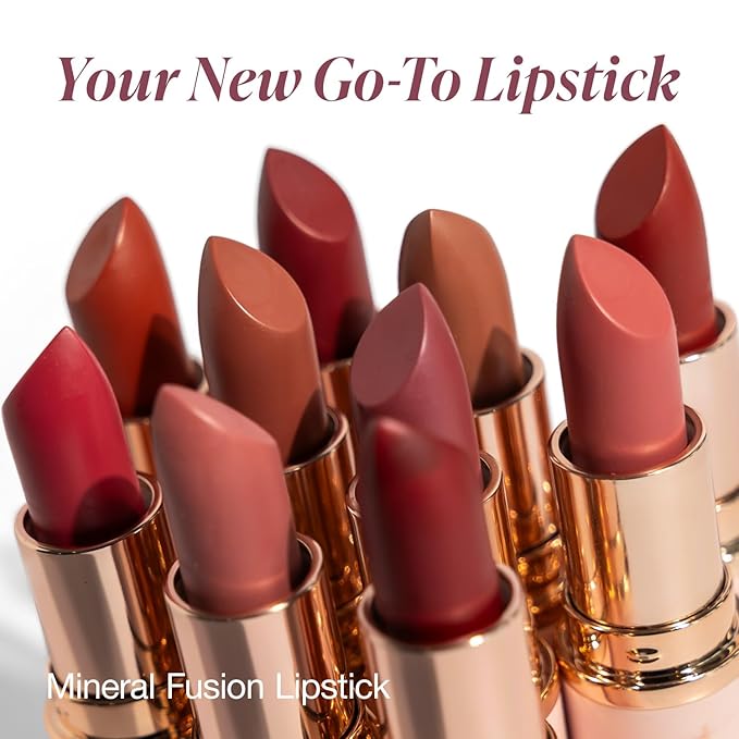 Mineral Fusion Long-Lasting Lipstick, Vivid & Smudge-Free Lip Color with Avocado Oil, Cocoa Seed Butter, Free of FD&C Dyes, Paraben and Gluten, Kir Royale