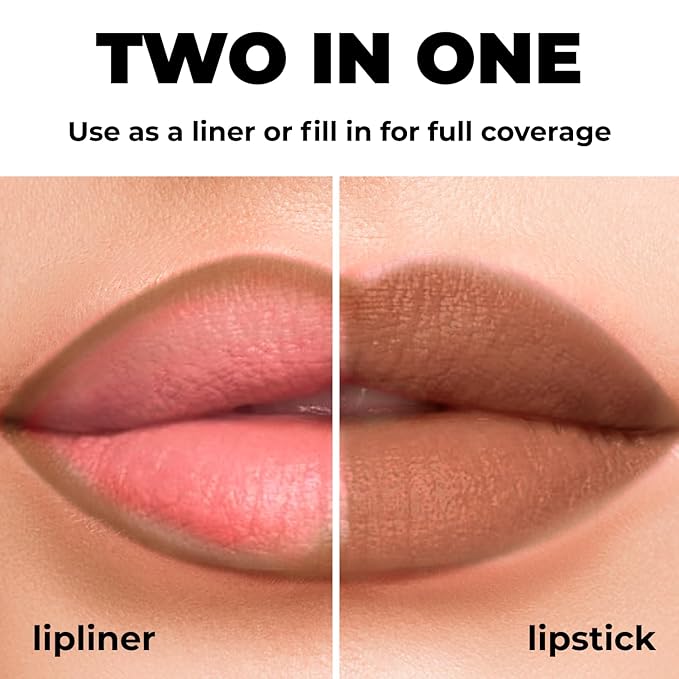 Matte Gel Lip Liner Pencil | Weightless&CreamyTexture - Sharpenable - Longwear & Waterproof - High Pigmented & Flawless Finish - Moisturizing - Cruelty-free & Paraben-Free,- 407, 1,7g/0.05oz
