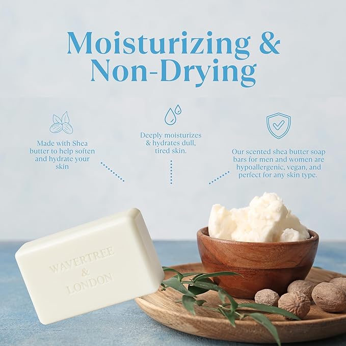 Wavertree & London Ice Cream Scented Natural Soap (8 Bars), 7oz Moisturizing French Triple Milled Soap Bars enriched with shea butter - Pure Plant Oil Bath & Body Bars for All Skin Types