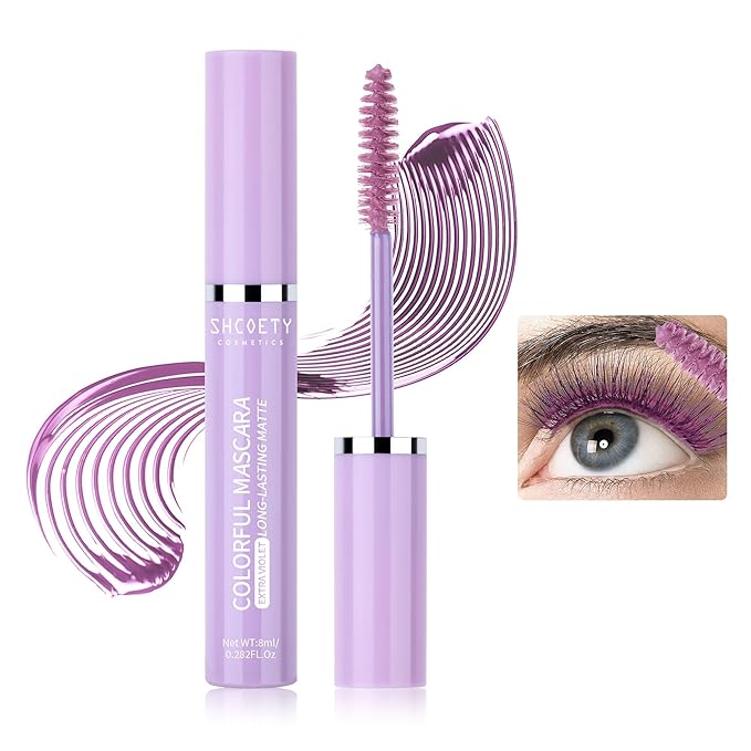 Purple Mascara Makeup, Volumizing, Lengthening, Defining, Multiplying, Smudge-Proof Formula, Long-Lasting Curl Eye Makeup