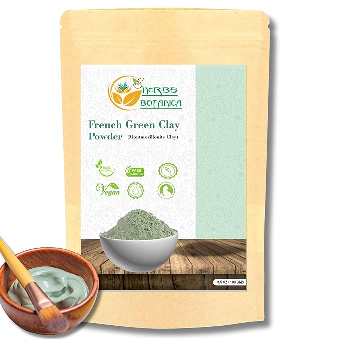 French Green Clay Powder 100% Pure & Natural Montmorillonite Clay for Face Masks, Skincare, and DIY Beauty Finely Ground Green Kaolin Clay 5.3 oz Resealable Pack