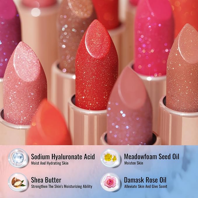 Oulac Moisturizing Pink Lipstick for Women - Tinted Lip Balm with Shimmmer, Lightweight Lip Makeup, Nourishing & Hydrating Formula, Vegan & Gluten Free, PG03 Pink Jewel