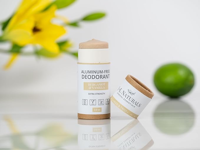 J&L Naturals Aluminum Free Deodorant for Men & Women | 100% Natural Ingredients With Coconut Oil, Shea Butter, & Essential Oils | Sustainable, Eco-Friendly (Bergamot & Vanilla, 3.0 Oz (Pack of 2))