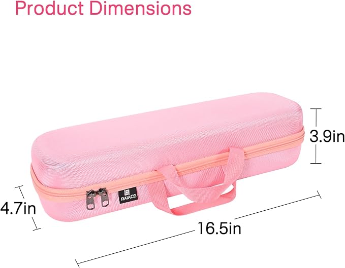 RAIACE Hard Carrying Case Compatible with dyson airstrait straightener, Travel Storage Bag. (for sale is case only) - Pink