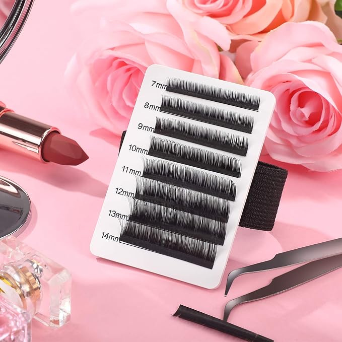 Maitys 6 Pieces Eyelash Extension Hand Plate Lash Holder Eyelash Extension Pallet Stand Holder Tray Tools with Adjustable Wrist Strap Strip for Makeup Lash(7-14 mm)