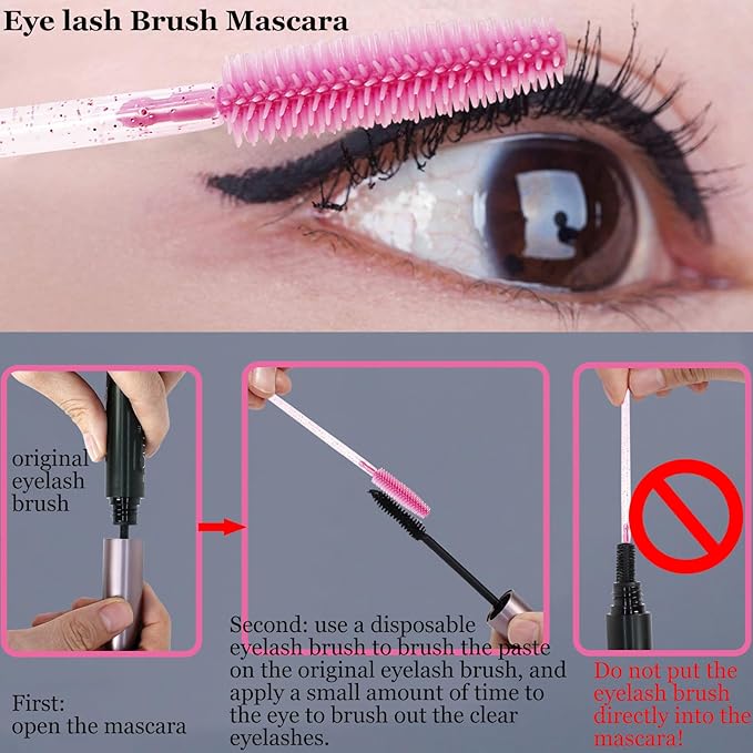 BIHRTC 100PCS Eye Lash Brush Mascara Wands Disposable Lip Applicators Silicone liner Brushes Makeup Tools Lashes Brush Eye Lash Extension for Women Girls Salon Beauty Cosmetic Make Up