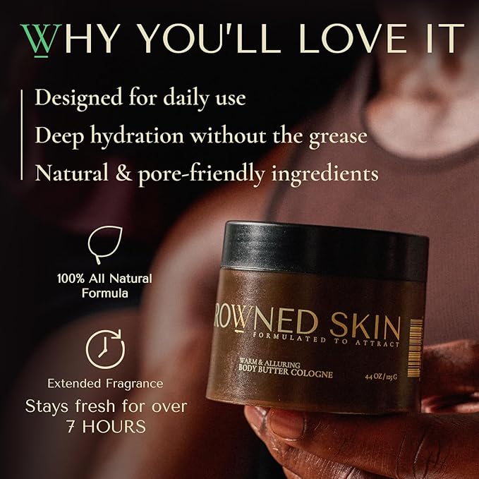 Crowned Skin Empire Body Butter Cologne for Men | Smoky Citrus Musk | New Moisturizing Formula Scented with Lemon & Lavender | Infused with Natural Shea & Mango Butters | All-Day Fragrance | 4.4oz