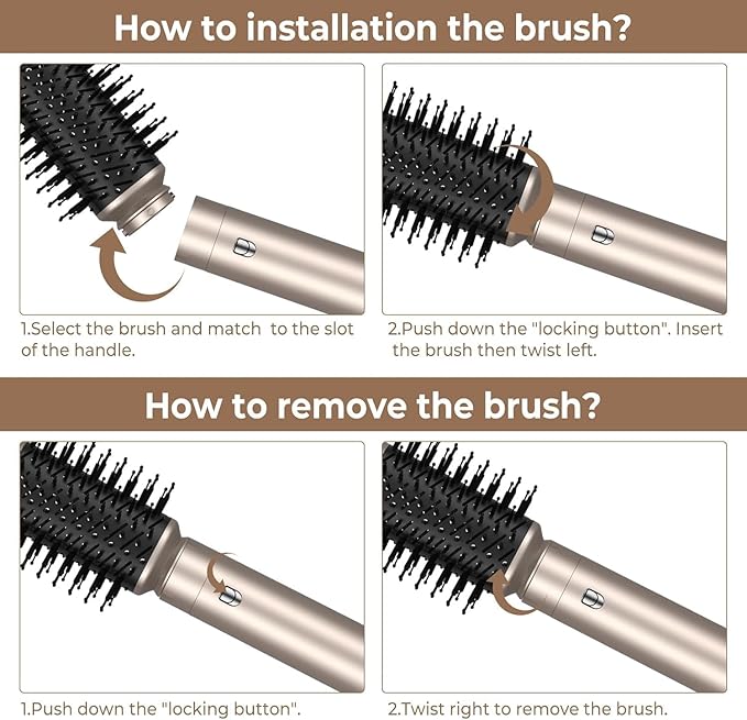 6 in 1 Hair Dryer Brush 60000RPM Blow Dryer Brush Upgrade Multi Hair Styling Tools Powerful Blow Out Auto Wrap Curlers Hot Air Brush Curling Wand Straightener Volumizer (Champagne Silver)
