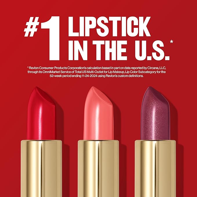 Revlon Super Lustrous Lipstick, Creamy Formula For Soft, Fuller-Looking Lips, Moisturized Feel, 775 Super Red, 0.15 oz