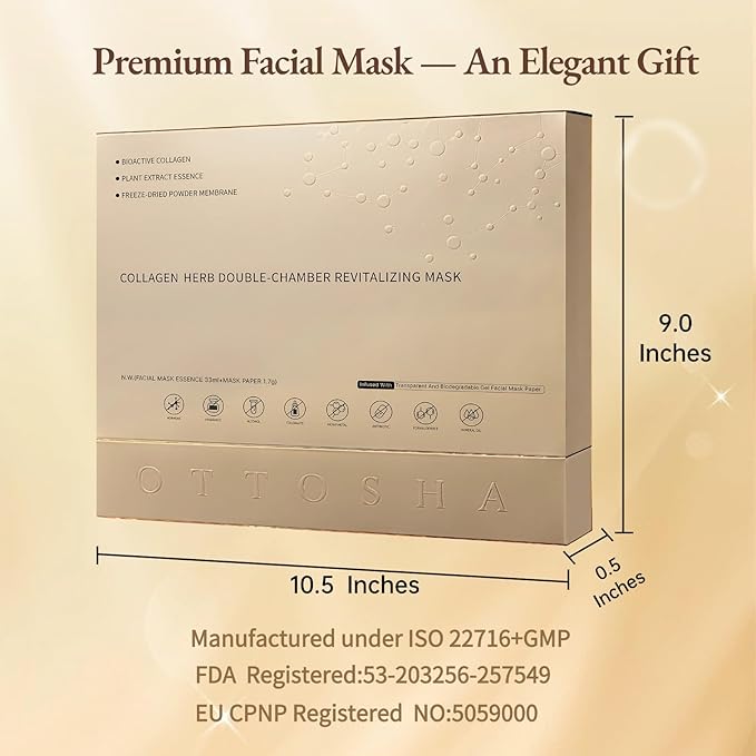 Bioactive Collagen Face Mask,Separated Serum Gel 33ml And Powder Membrane, Real Deap Skin Care Beauty SPA,Hydrating,Repairing,Revitalizing, Anti-Aging (1 pair)