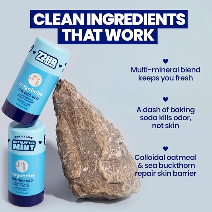 Megababe Daily Deodorant - The Geo Deo with 72 hour Odor Protection Multi-Minerals, Aluminum-Free, All Natural, 2.6 oz