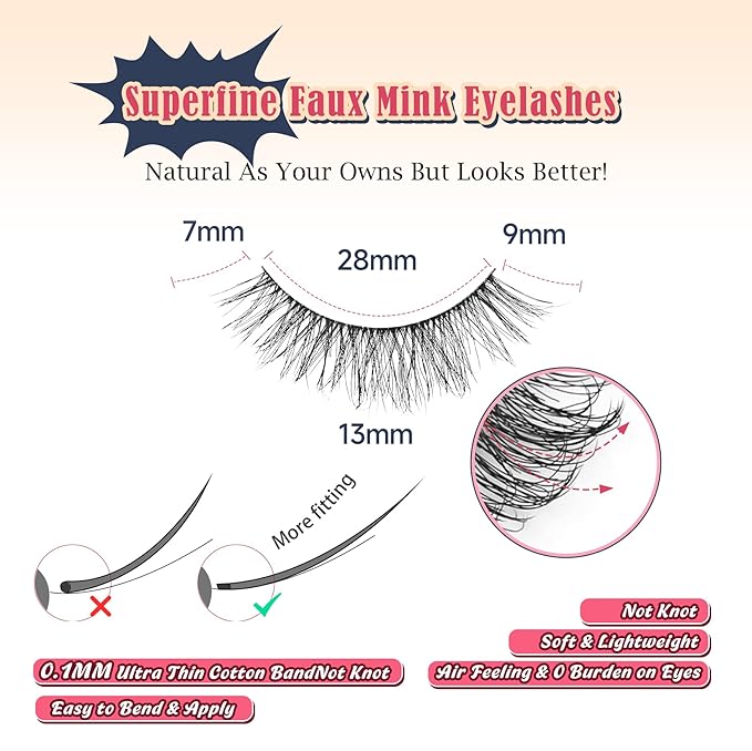 Natural Lashes Fake Eyelashes Pack C Curl Strip Lash 7 Pair Siligli