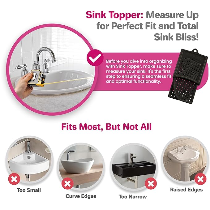 Sink Topper Bathroom Sink Cover for Counter Space & Storage Saver | RV Must Haves | Silicone Foldable Beauty Makeup Brush Cleaning Mat | Hot Tools Organizer | RV Sink Cover | Standard, Black