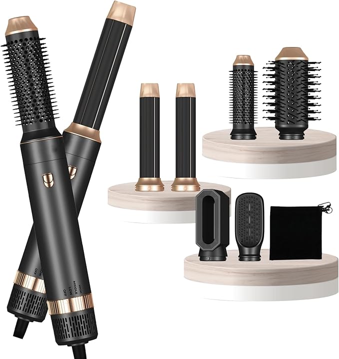 6 in 1 Hair Dryer Brush, Blow Dryer Brushies Ionic Hair Dryer, Oval Hot Air Brush, Hair Curler Straightener Magic Styler Autowrap Air Styler.