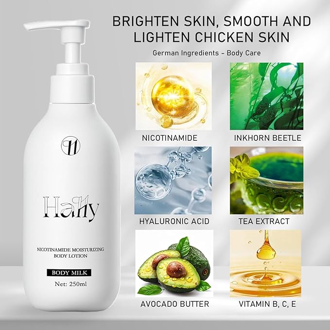 Niacinamide White Body Lotion, 24hr Long Lasting Moisturizing & Hydration, Rich in Vitamin E Revitalize for Gentle and Improve Skin Texture 250ML/8.81OZ (1)