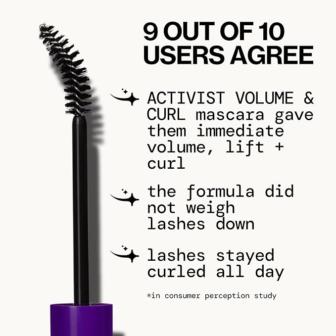 Pacifica Beauty | Activist Curling Mascara | Black | Volume and Length | Vegan Brush | Glass Tube | Clean Eye Makeup | Plant-Fibers | Microplastic + Nylon 6 Free | Vegan, Talc-Free, Cruelty-Free