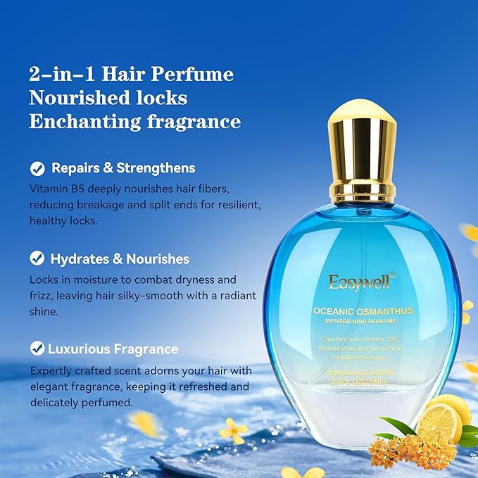 Leave In Conditioner Spray, Hair Perfume for Women, Hair Spray Women with Vitamin B5, Moisturizing & Nourishing Damaged Hair, Daily Hair Repair Mist, Oceanic Osmanthus, 2.5 Fl Oz