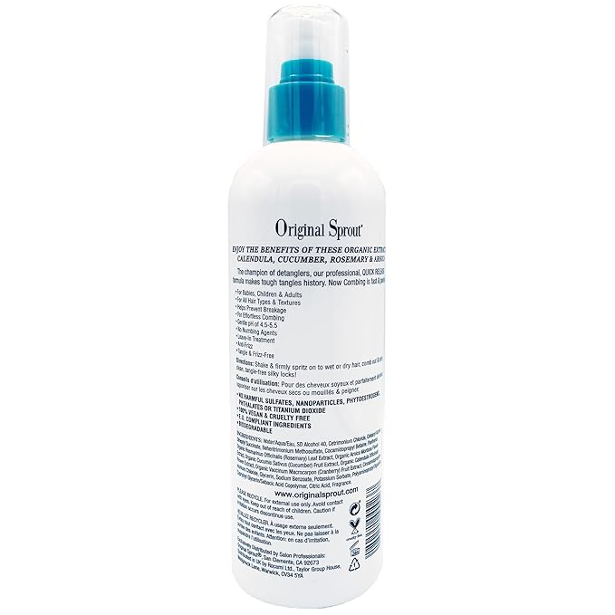 Original Sprout Miracle Detangler Spray, Lightweight Non-Greasy Leave-In Conditioner Spray for All Hair Types, Smooths, Softens & Detangles, Vegan, Cruelty-Free, Safe for Kids & Adults, 8 fl oz