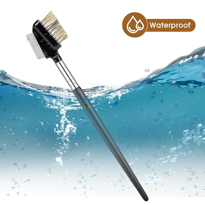 2 in1 Lash Brush, Multi-purpose Eyelash Comb with Metal Teeth Resuable Eyelash Separator Tool Eyebrow Brush with Wood Handle, Eye Makeup Brush Tool for Women (1 Pack)