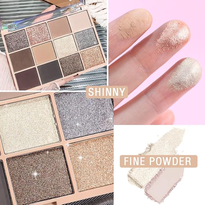 SUAKE Neutral Smokey Eye Shadow Palette,Nude Silver Gray Black Cream Eyeshadow Palette,Make Up Pallets for Women, Highly Pigmented Long Lasting Naturing-Looking