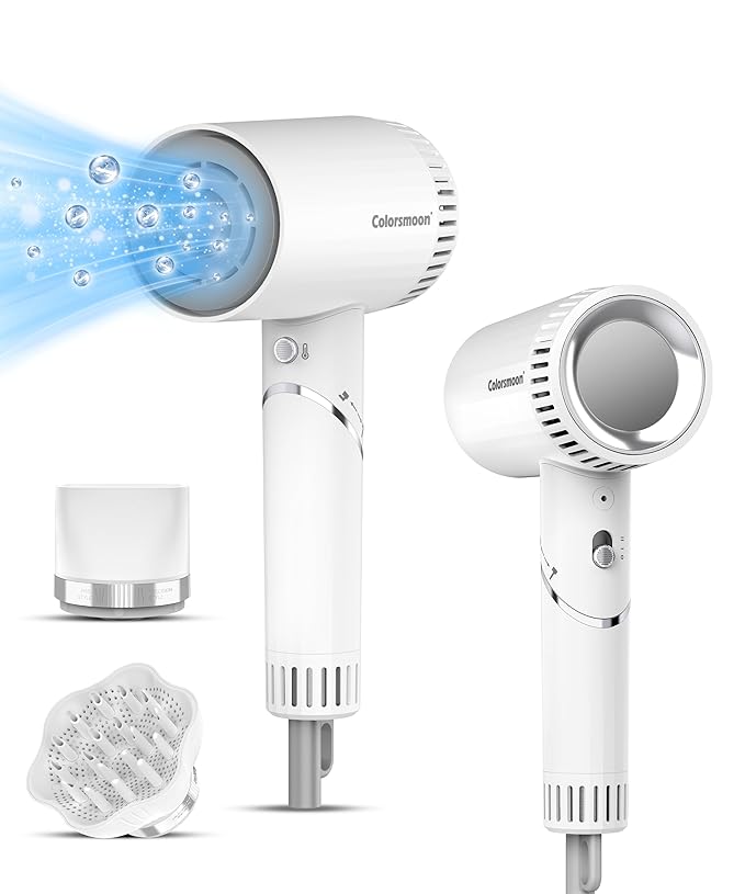 Hair Dryer, 100,000 RPM High-Speed Blow Dryers for Women & Men, Fast-Drying, 500 Million Negative Ions, Heat-Control, Low-Noise with Diffuser & Nozzle, Compact Foldable for Home Travel Use