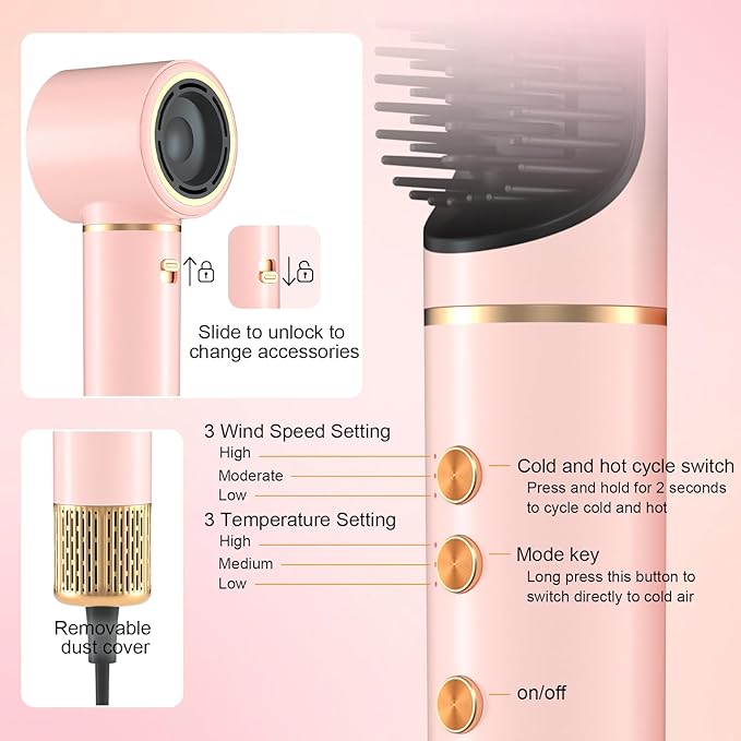 Hair Dryer Brush 5 in 1, Hair Styler, 110,000 RPM High-Speed Negative Ionic Hair Dryer Fast Drying, Professional Multi Blow Dryer Brush for Curling Volumizing Straightening Styling, Gift for Christmas