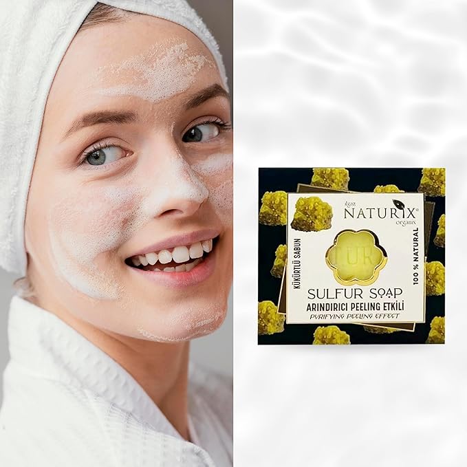 Sulfur Organic Bar Soap Moisturizing Soap Made from Natural Oil | Hair Hand Face Body Bath Wash | Skin Care Cleanser Shampoo