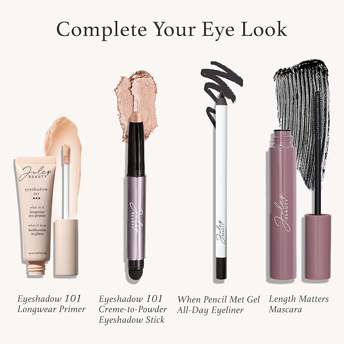 Julep Eyeshadow 101 Crème-to-Powder Waterproof Eyeshadow Stick Duo – Long-Lasting, Crease-Proof, Easy Apply with Built-in Smudger - Blush Pink Shimmer & Mink Mauve Shimmer