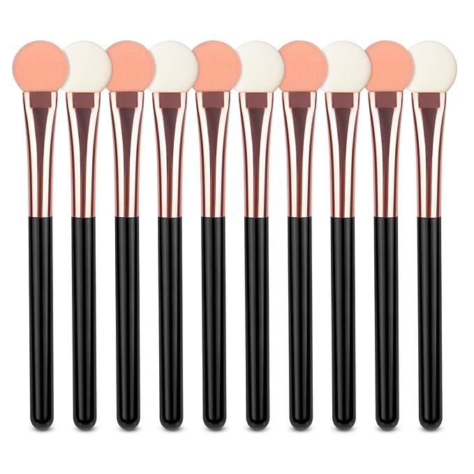 Eyeshadow Applicators Double Sided Sponge Makeup Brushes Reusable 10Pcs Round Foam Eye Shadow Applicator Sticks Brush Set Washable