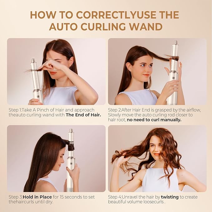 Blow Dryer Brush 5 in 1, Negative Ion Hair Dryer Brush Set Upgrade Hot Air Brush Air Styler Curling Wrap Air Curler, Curling Iron Hair Styling Tools As A Gift for Straight/Curl/Drying/Smoothing