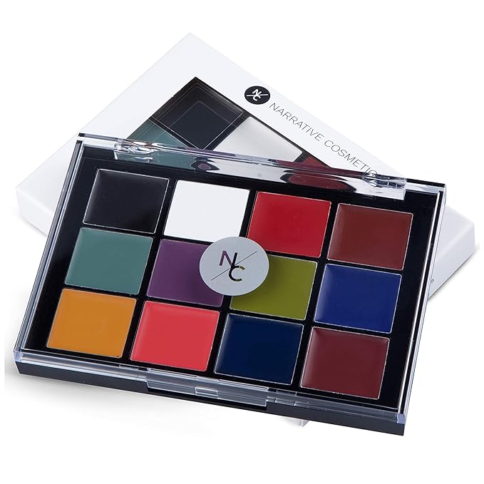 Narrative Cosmetics 12-Color Primary FX Cream Palette, Professional Quick Drying Waterproof SFX Makeup for the Stage, Film, Costumes, Cosplay