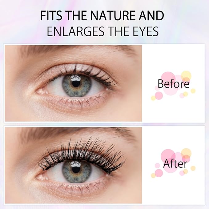 2025 Magnetic Eyelashes 4 Pairs Kit 3D Natural Reusable Lashes with Applicator, No Glue Eyeliner Needed, Waterproof & Hypoallergenic False Eyelashes for Daily/Party/Wedding (1)