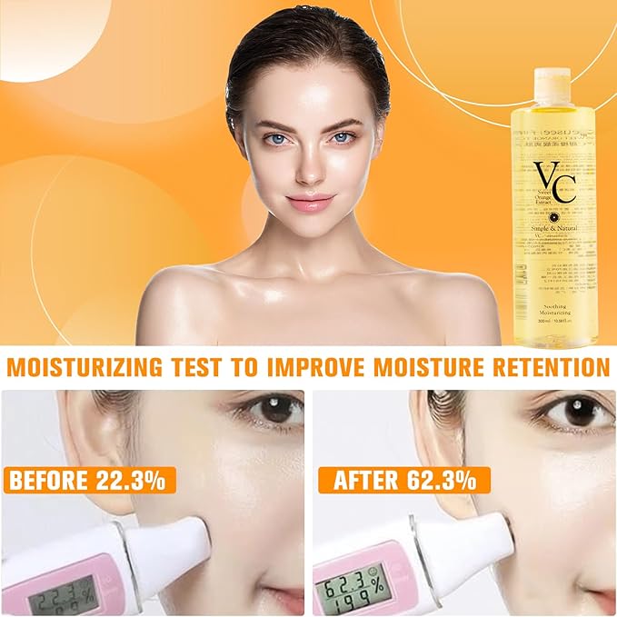 VC Toner,Moisturizing Face Toner Hydrating Facial Essences,Lightweight Face Moisturizer,Vitamin C & Sweet Orange Essence, Minimizes Pores & Soothes Dry Skin for All Types,300ml