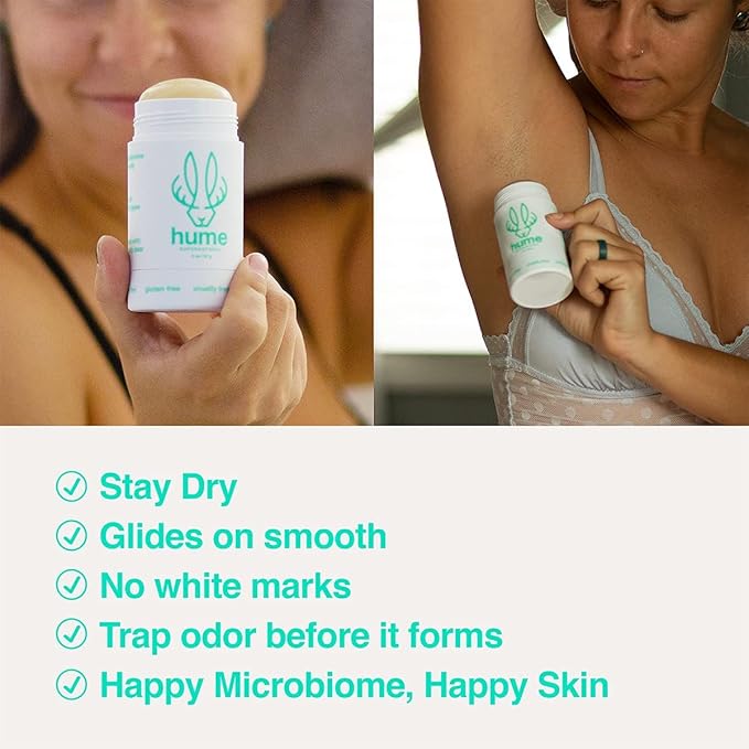 Hume Supernatural Probiotic Roll‑On Deodorant, Aluminum‑Free & Plant‑Based – Gentle on Sensitive Skin, Quick‑Drying, Long‑Lasting Sweat & Odour Protection for Teens & Adults - Desert Bloom, 3-Pack