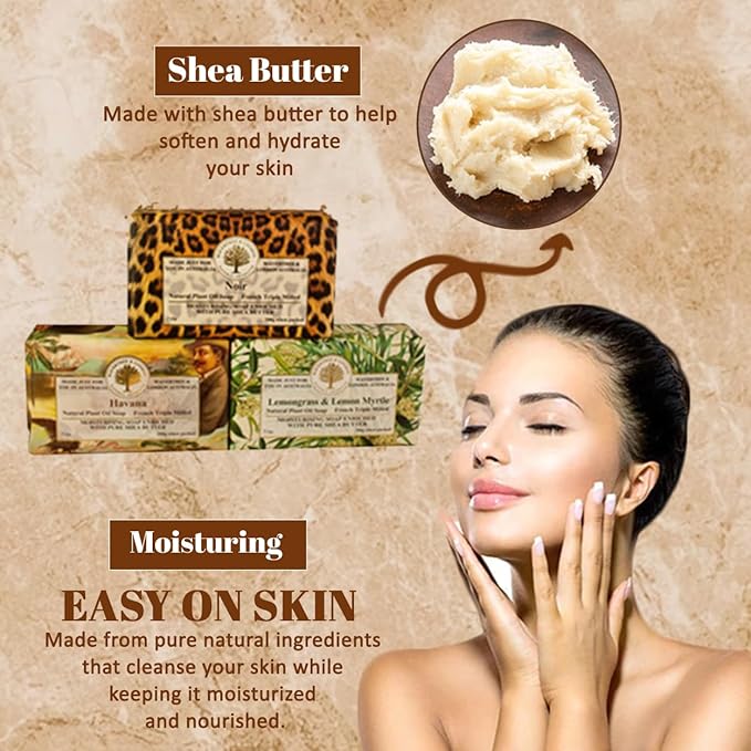 Wavertree & London Trio Gift Box (3 Bars) - 7oz Noir, Lemongrass and Havana Scented Moisturizing French Triple Milled Natural Soap Bars - Pure Plant Oil Soap Bars for All Skin Types
