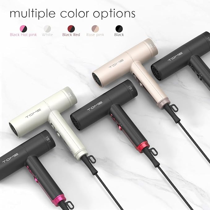 TOME 1875W Hair Dryer High Speed Motor Brushless 110000 RPM Blow Dryer Negative Ionic Cool Shot Lock with Diffuser Comb Nozzle Light Weight