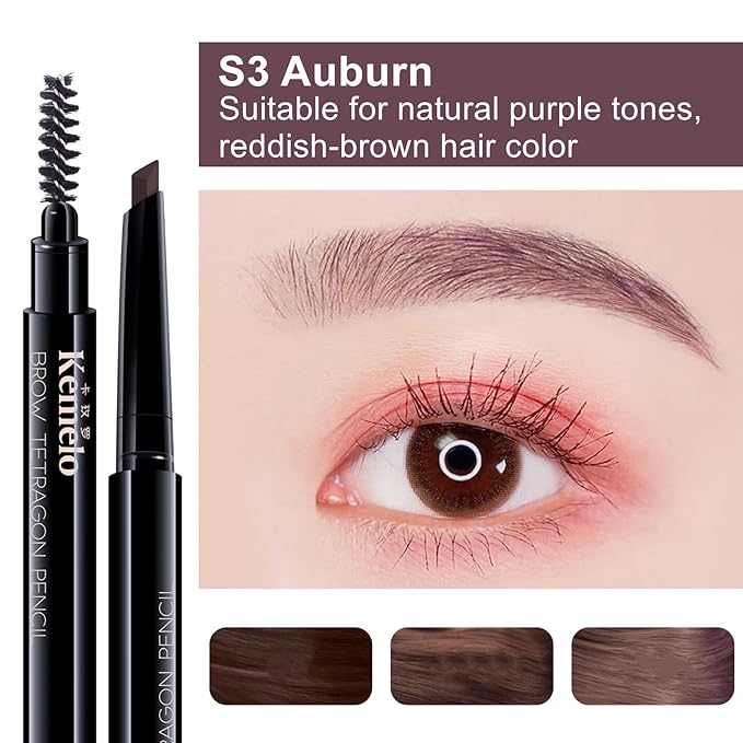 Eyebrow Pencils for Women,8 Pack Auburn Eyebrow Pencil Set,Retractable Definer Eye Brow Pencil Waterproof Sweatproof Long-Lasting,with Spoolie Brush,S3.