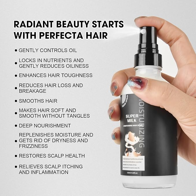 Super Milk Conditioning Hair Primer, Nourishes Softens Hair, Intensely Moisturizes, Anti Frizzy Dry Hair, Leave In Conditioner Spray for All Hair Types
